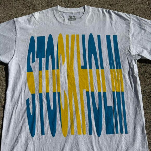 VLONE 'STOCKHOLM' White AWGE X ASAP Rocky Graphic T Shirt - Picture 3 of 5